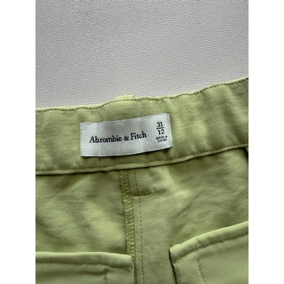 Abercrombie & Fitch Lime Green Pleated Wide Leg Trousers High Rise Pants Size 12 - Picture 11 of 12